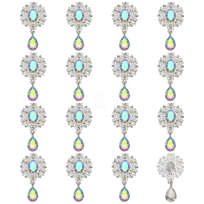 16Pcs Alloy Rhinestone Cabochons FIND-FG0004-26C-1