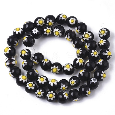 Handmade Millefiori Lampwork Beads Strands LAMP-R143-01-1