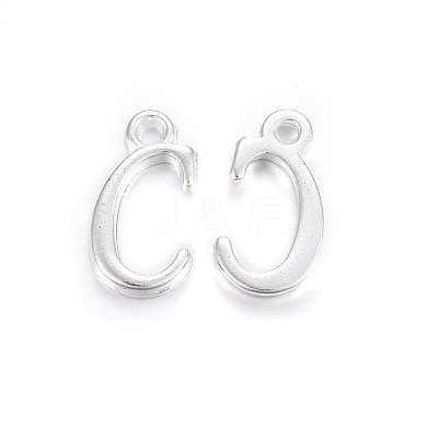 Silver Color Plated Alloy Letter Pendants PALLOY-J718-01S-C-1