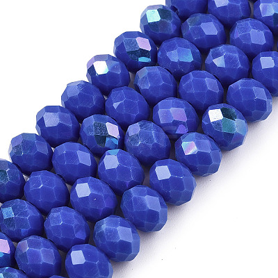 Electroplate Opaque Solid Color Glass Beads Strands EGLA-A044-P8mm-L32-1