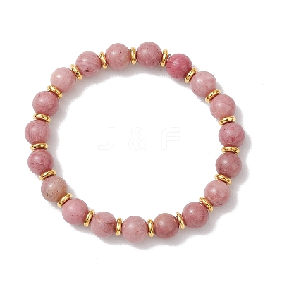 Natural Rhodochrosite Beads Stretch Bracelets for Men Women BJEW-JB12125-01-1