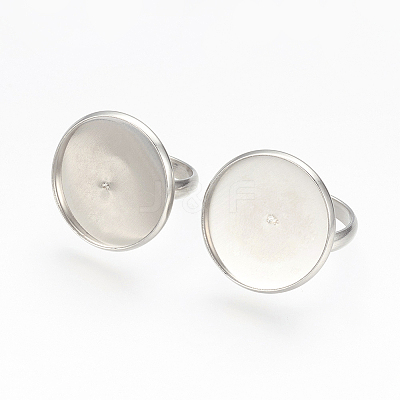 Tarnish Resistant Adjustable 304 Stainless Steel Finger Rings Components STAS-L193-P-20mm-1