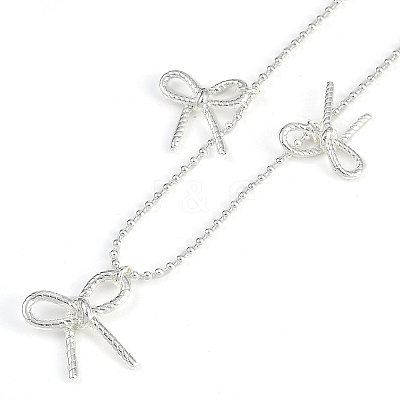 Brass Bowknot Bib Ball Chain Necklaces for Women NJEW-K386-01P-1