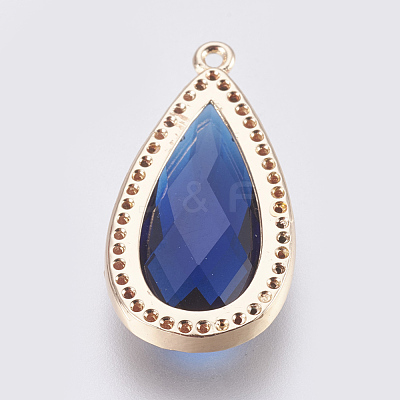 Brass Glass Pendants X-KK-O105-01KCG-G-1