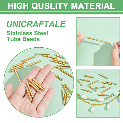 30Pcs Ion Plating(IP) 304 Stainless Steel Tube Beads STAS-UN0053-11-1