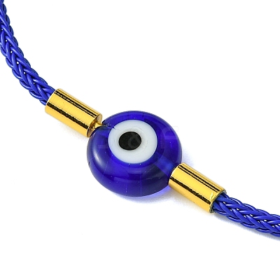 Lampwork Evil Eye & Brass Beaded Bangle BJEW-A008-01A-1