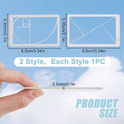 2Pcs 2 Styles Golden Ratio Plastic Fibonacci Composition View Finder AJEW-DR0001-86-1