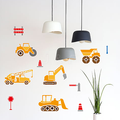 1 Set Engineering Vehicle PET Hollow Out Drawing Painting Stencils DIY-MA0001-31-1