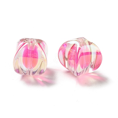 Two Tone UV Plating Rainbow Iridescent Acrylic Beads TACR-D010-04-1