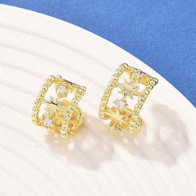 Brass Micro Pave Clear Cubic Zirconia Cuff Rings EJEW-C159-01G-1