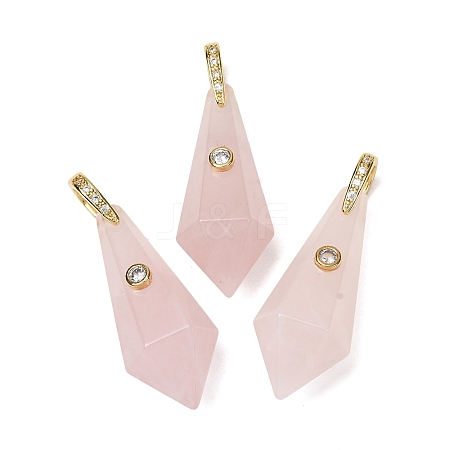 Natural Rose Quartz Beaded European Dangle Charms GG-CBA9389-03H-1