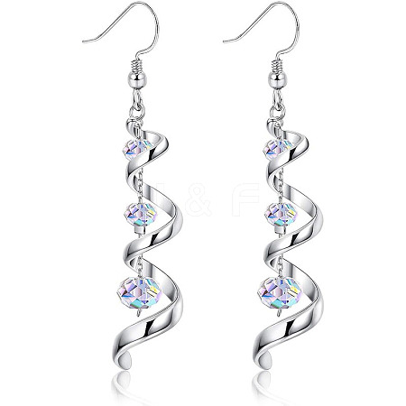 Spiral Ribbon Alloy Crystal Rhinestone Dangle Earrings FS-WGD182D-01-1