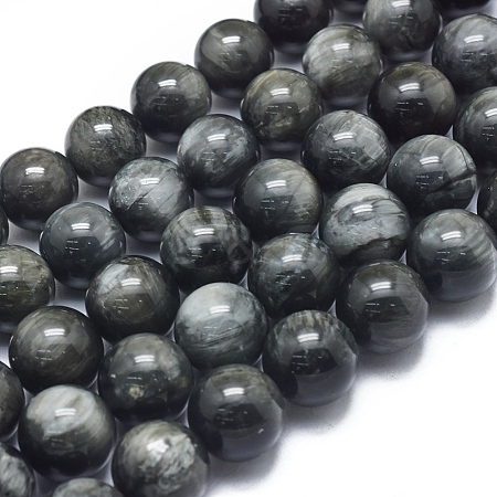  Jewelry Beads Findings Natura Eagle Eye Stone Beads Strands, Grade A, Round, 12mm, Hole: 1mm, about 33pcs/Strand, 15.75