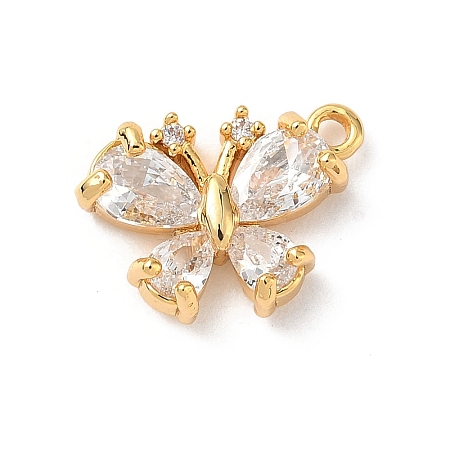 Brass Micro Pave Clear Cubic Zirconia Charms KK-D504-22A-G-1