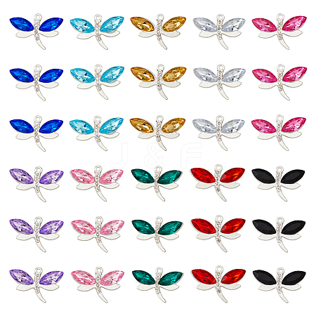 DICOSMETIC 40Pcs 10 Colors Alloy with Acrylic Rhinestone Pendants RB-DC0001-05-1