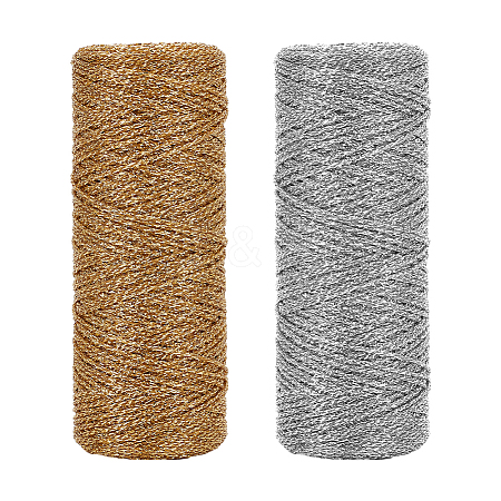   2 Rolls 2 Colors Polyester Braided Metallic Cord OCOR-PH0002-82-1