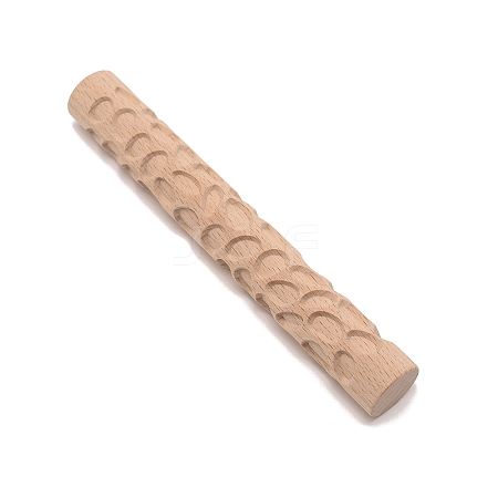 Cobblestone/Oval Pattern Wooden Rolling Pin DIY-WH0275-05-1