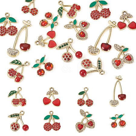 16Pcs 8 Styles Cherry Alloy Pendants FIND-TA0008-78-1