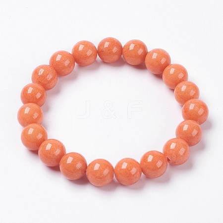 Natural Mashan Jade Beaded Stretch Bracelet BJEW-P207-15-6mm-1