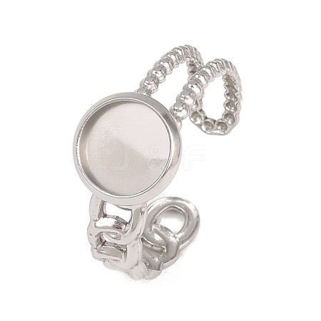 304 Stainless Steel Open Cuff Ring Components STAS-F366-09A-P-1