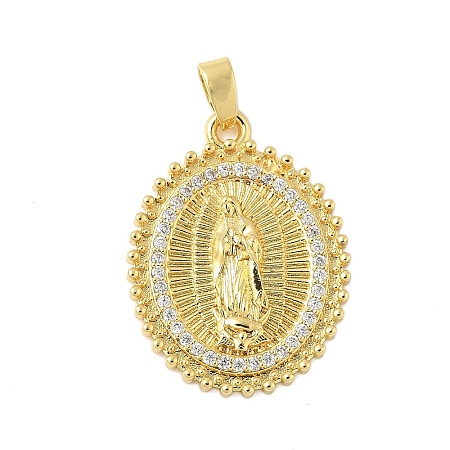 Brass Micro Pave Clear Cubic Zirconia Pendants KK-B139-20G-02-1