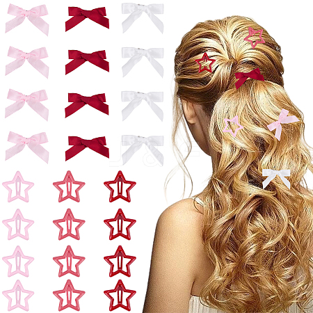 12Pcs Star Iron Snap Hair Clips OHAR-CP0001-24A-1