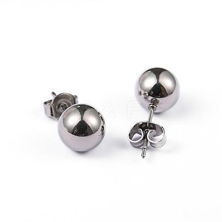 Tarnish Resistant 304 Stainless Steel Ball Stud Earrings EJEW-2224-8mm-P-1