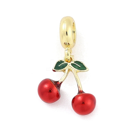 Brass Enamel Fruit European Dangle Charms KK-Z090-08G-04-1