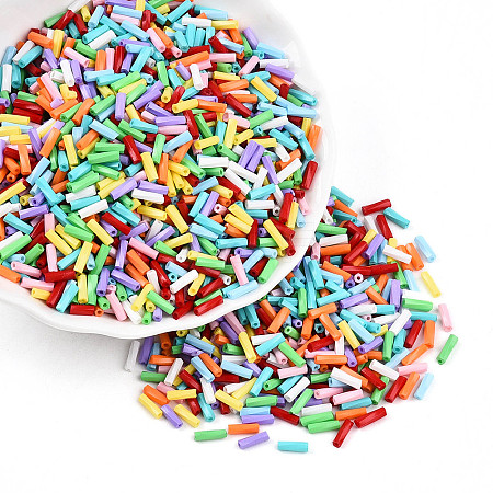 Baking Paint Glass Twist Bugle Beads SEED-N007-24A-1