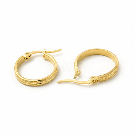 201 Stainless Steel Stripe Hoop Earrings with 304 Stainless Steel Pins for Women EJEW-M214-05B-G-1