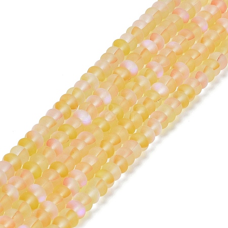 Frosted Transparent Glass Beads Strands FGLA-M002-01G-1