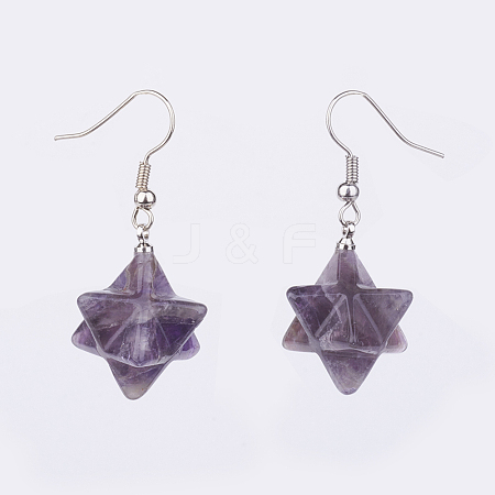 Natural Amethyst Dangle Earrings EJEW-P130-A01-1