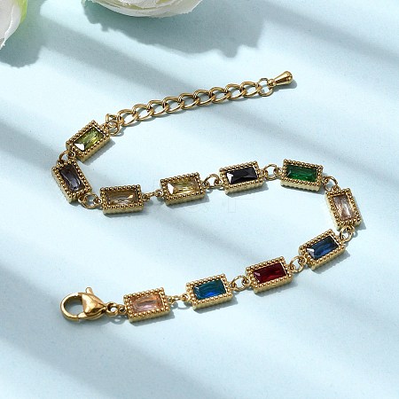 304 Stainless Steel Link Chain Bracelets for Women BJEW-A093-01C-G-1