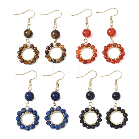 304 Stainless Steel Round Dangle Earrings EJEW-JE06786-1