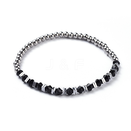 Glass Beads Stretch Bracelets BJEW-JB04410-03-1