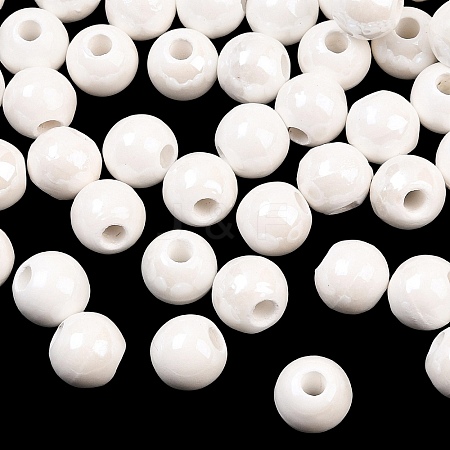 Glazed Porcelain Round Beads PORC-S489-8mm-01-1