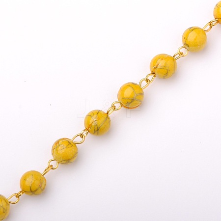 Handmade Round Drawbench Acrylic Beads Chains for Necklaces Bracelets Making AJEW-JB00051-03-1