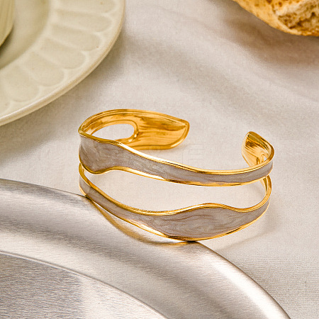 304 Stainless Steel Cuff Bangles BJEW-H635-05G-1