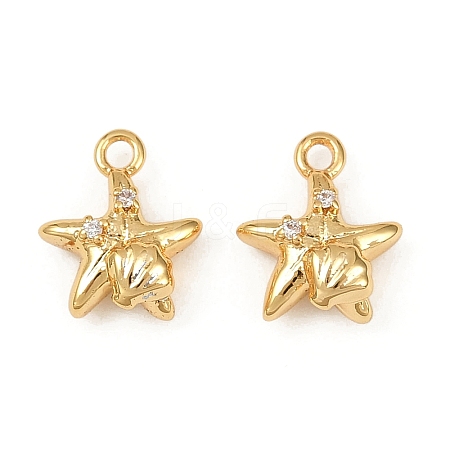 Ocean Theme Brass Micro Pave Cubic Zirconia Charms KK-F902-08F-G-1