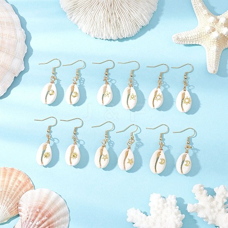Shell Shape Dangle Earrings EJEW-JE06415-1