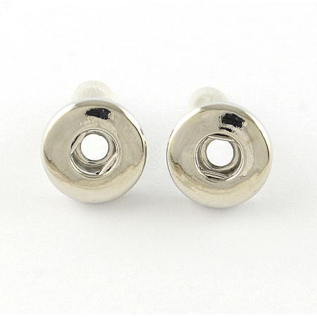 Flat Round Brass Snap Stud Earring Making EJEW-R134-13-1