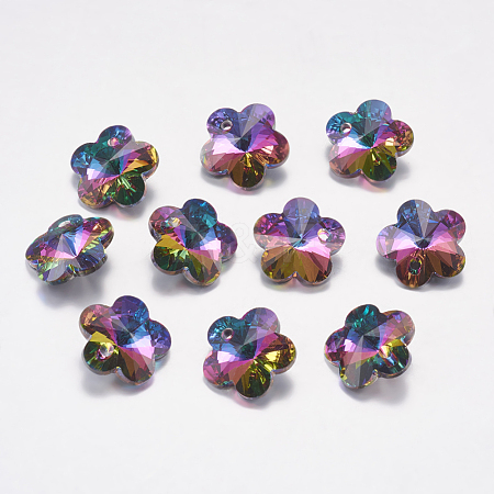 Faceted Glass Rhinestone Charms RGLA-F055-14x14-001VO-1