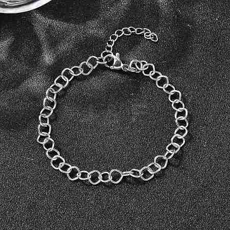 304 Stainless Steel Link Chain Bracelets for Women Men BJEW-A050-02P-1
