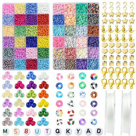 DIY Glass Seed & Plastic & Polymer Clay Beads Bracelets Making Kits DIY-FS0007-07-1