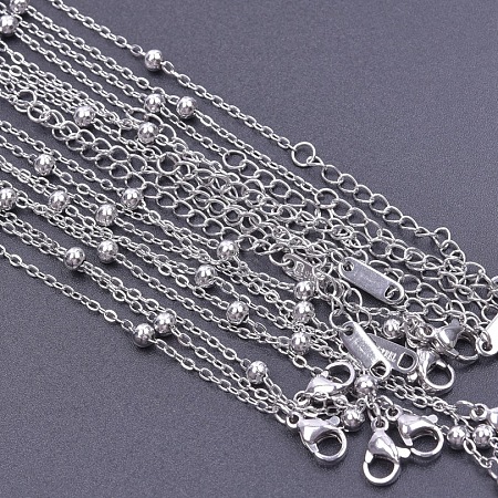 1.6mm Unisex 304 Stainless Steel Satellite Chains Necklaces WG3336-1-1