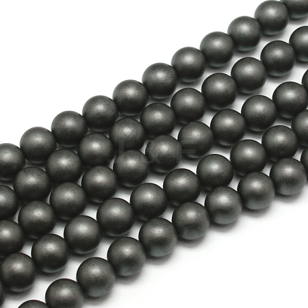 Frosted Non-magnetic Synthetic Hematite Round Bead Strands G-J344-3mm-1