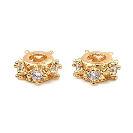 Brass Micro Pave Cubic Zirconia Beads KK-C155-13G-1