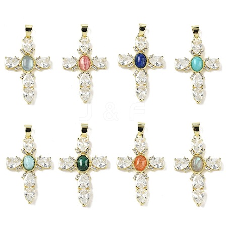Natural Mixed Gemstone Pendants G-P585-04G-1