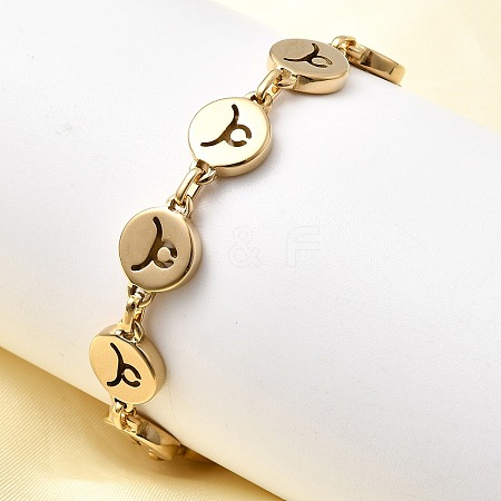 12 Constellations 304 Stainless Steel Link Chain Bracelets BJEW-I239-01G-11-1