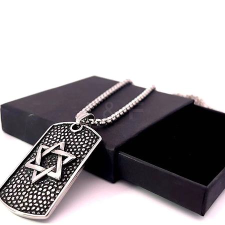 Vintage Stainless Steel Star of David Pendant Necklaces for Men and Women KT8820-1